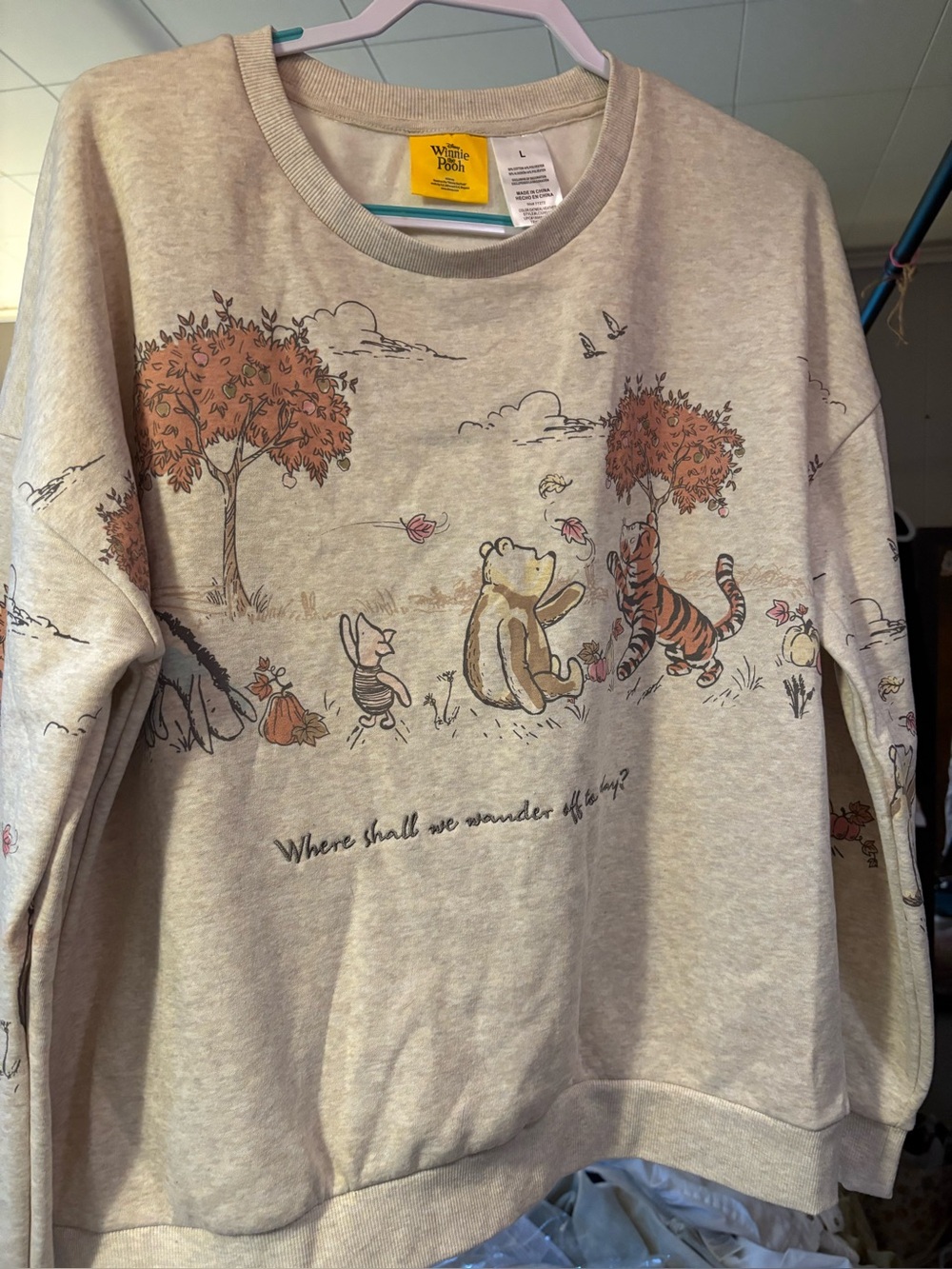 BNWT Beige women Sweatshirt - Classic Winnie the Pooh and friends size large